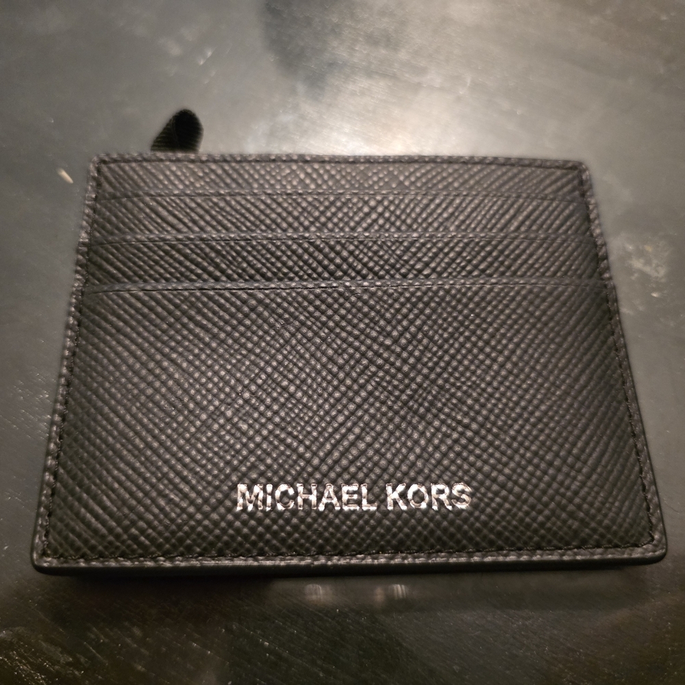 NWOT Michael Kors Textured Black Card Holder
